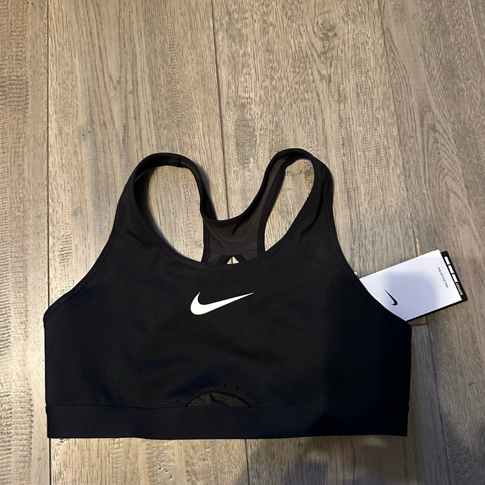 *NEW* Nike Women's Black Swoosh Sports Bra with White Logo